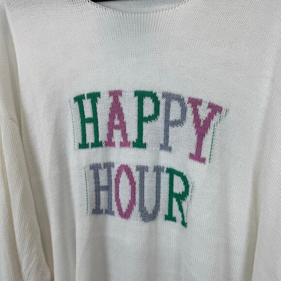 Adrienne Vittadini Plus Size White Knit Rolled Hem Happy Hour Sweater Size 3X - Picture 4 of 9